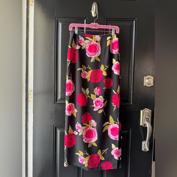 VTG La Belle Fashion Floral Roses Sheer Midi Skirt Size S/M - Picture 12 of 12